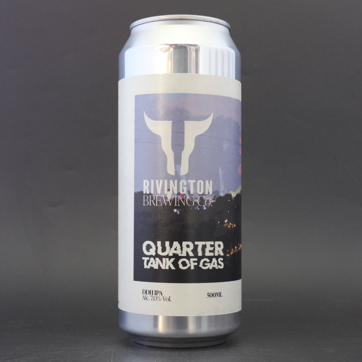 This is a can of Rivington - Quarter Tank Of Gas - 7% (500ml). It is a IPA craft beer available to buy from Ghost Whale, voted London's best craft beer shop.