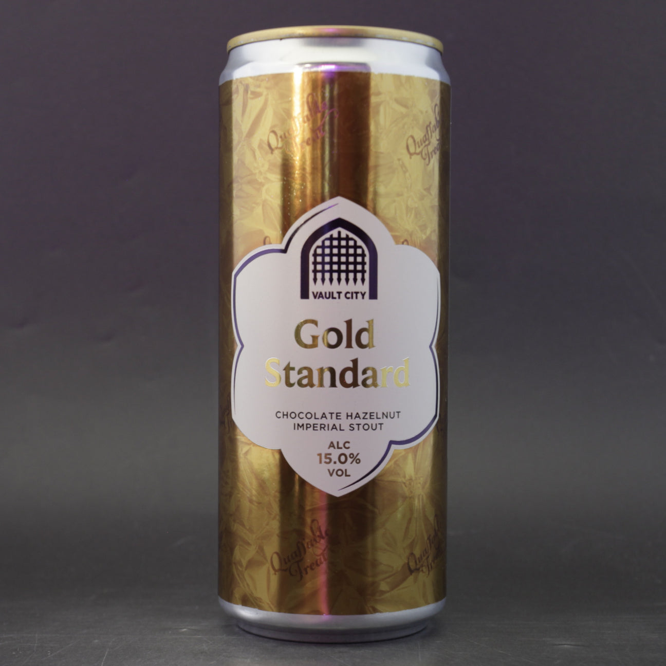 This is a can of Vault City - Gold Standard - 15% (330ml). It is a Imperial Stout / Porter craft beer available to buy from Ghost Whale, voted London's best craft beer shop.