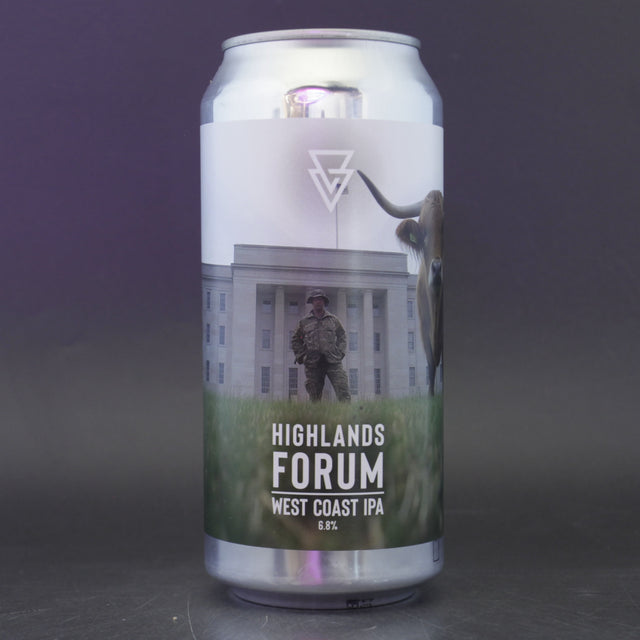 This is a can of Azvex - Highlands Forum - 6.8% (440ml). It is a IPA craft beer available to buy from Ghost Whale, voted London's best craft beer shop.