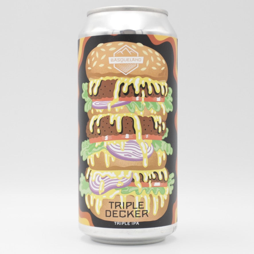 This is a can of Basqueland - Triple Decker - 10% (440ml). It is a Triple IPA craft beer available to buy from Ghost Whale, voted London's best craft beer shop.