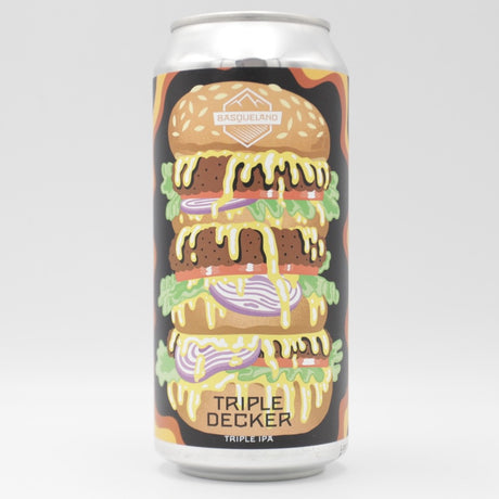 This is a can of Basqueland - Triple Decker - 10% (440ml). It is a Triple IPA craft beer available to buy from Ghost Whale, voted London's best craft beer shop.