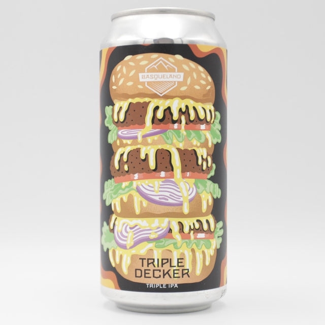 This is a can of Basqueland - Triple Decker - 10% (440ml). It is a Triple IPA craft beer available to buy from Ghost Whale, voted London's best craft beer shop.