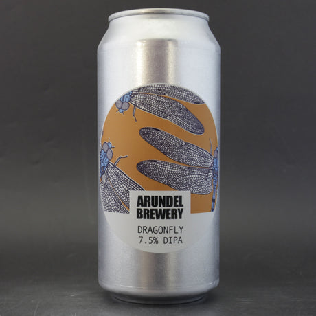This is a can of Arundel - Dragonfly DIPA - 8% (440ml). It is a Double IPA craft beer available to buy from Ghost Whale, voted London's best craft beer shop.