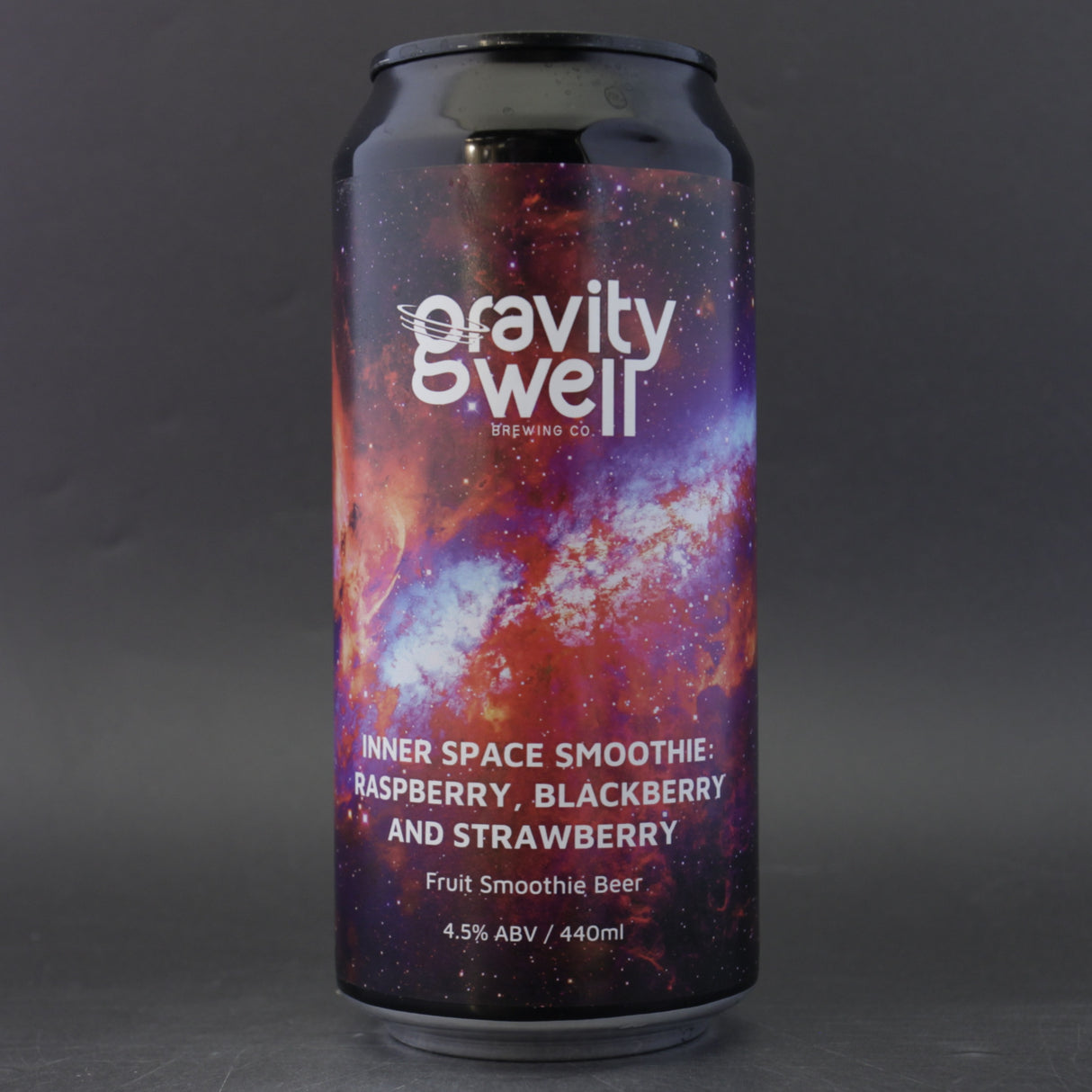 This is a can of Gravity Well - Inner Space: Raspberry, Blackberry & Strawberry - 4.5% (440ml). It is a Sour craft beer available to buy from Ghost Whale, voted London's best craft beer shop.