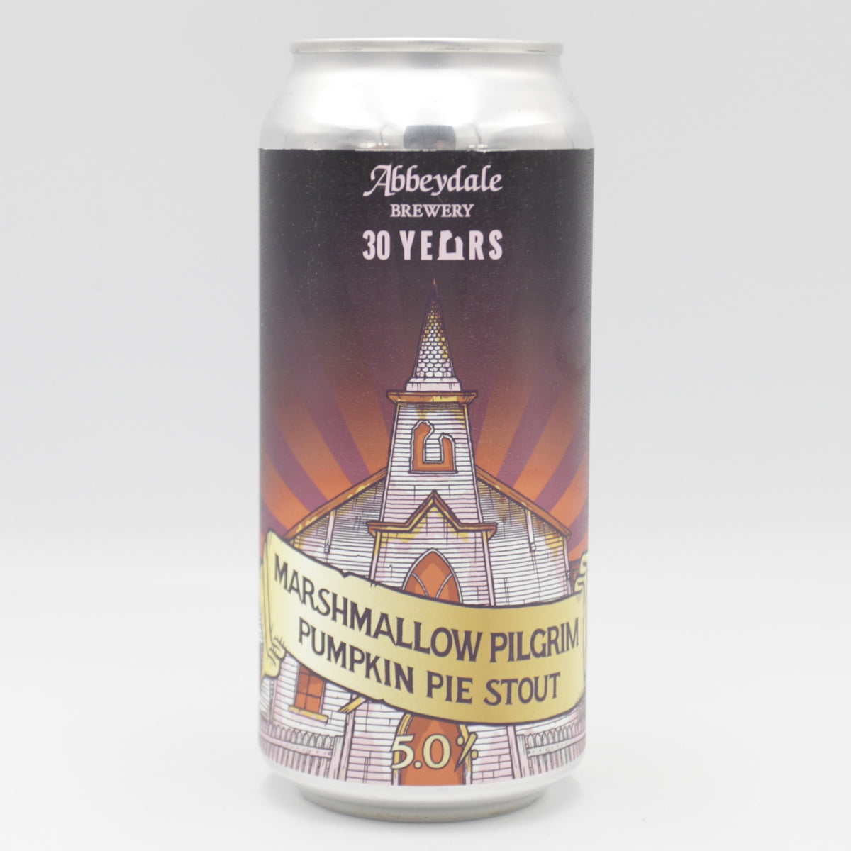 This is a can of Abbeydale - Marshmallow Pilgrim - 5% (440ml). It is a Stout / Porter craft beer available to buy from Ghost Whale, voted London's best craft beer shop.