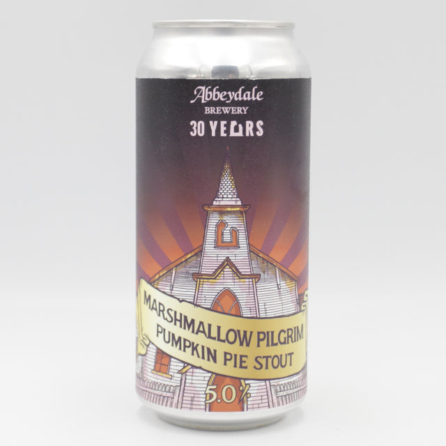 This is a can of Abbeydale - Marshmallow Pilgrim - 5% (440ml). It is a Stout / Porter craft beer available to buy from Ghost Whale, voted London's best craft beer shop.