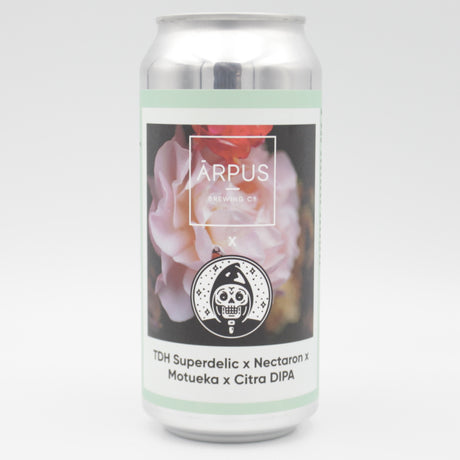 This is a can of Arpus Brewing Co / Messorem - TDH Superdelic x Nectaron x Motueka x Citra DIPA - 8% (440ml). It is a Double IPA craft beer available to buy from Ghost Whale, voted London's best craft beer shop.