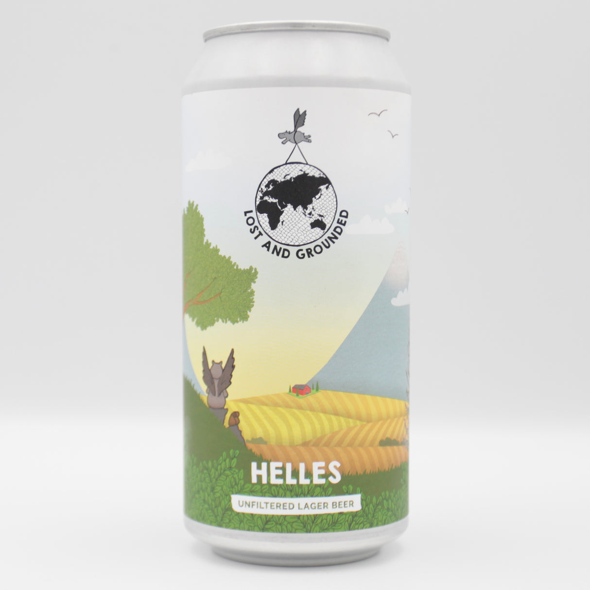 This is a can of Lost and Grounded - Helles - 4.4% (440ml). It is a Lager / Pilsner / Kölsch craft beer available to buy from Ghost Whale, voted London's best craft beer shop.