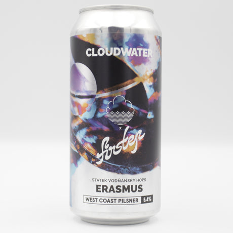 This is a can of Cloudwater - Erasmus - 5.4% (440ml). It is a Lager / Pilsner / Kölsch craft beer available to buy from Ghost Whale, voted London's best craft beer shop.
