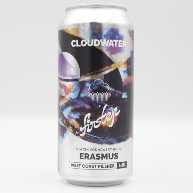 This is a can of Cloudwater - Erasmus - 5.4% (440ml). It is a Lager / Pilsner / Kölsch craft beer available to buy from Ghost Whale, voted London's best craft beer shop.