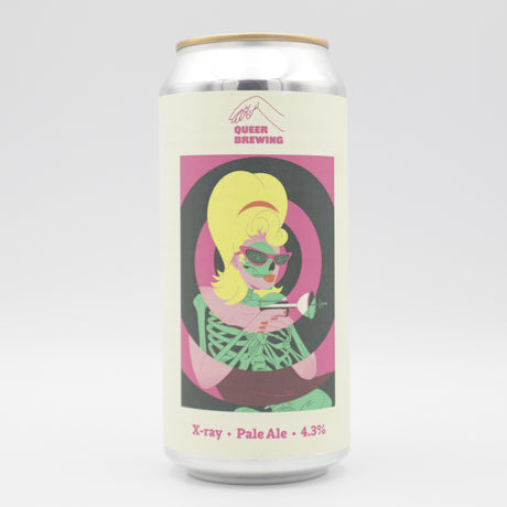 This is a can of Queer Brewing - X-Ray - 4.3% (440ml). It is a Pale Ale craft beer available to buy from Ghost Whale, voted London's best craft beer shop.