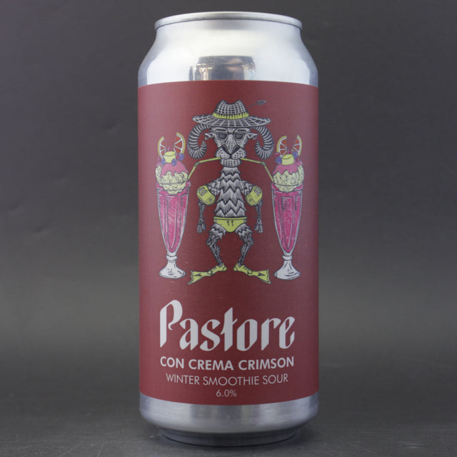 This is a can of Pastore - Con Crema Crimson - 6% (440ml). It is a Sour craft beer available to buy from Ghost Whale, voted London's best craft beer shop.