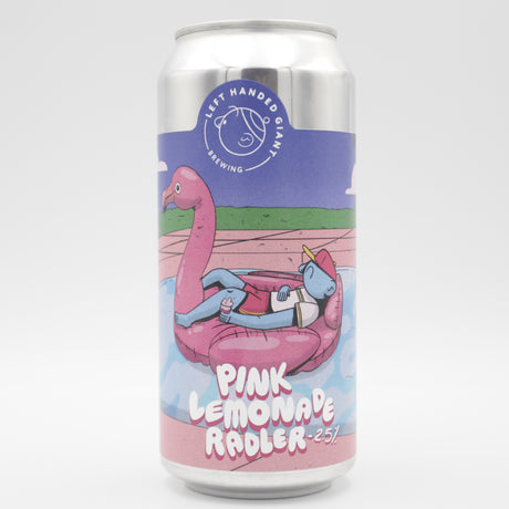 This is a can of Left Handed Giant - Pink Lemonade Radler - 2.5% (440ml). It is a Radler craft beer available to buy from Ghost Whale, voted London's best craft beer shop.