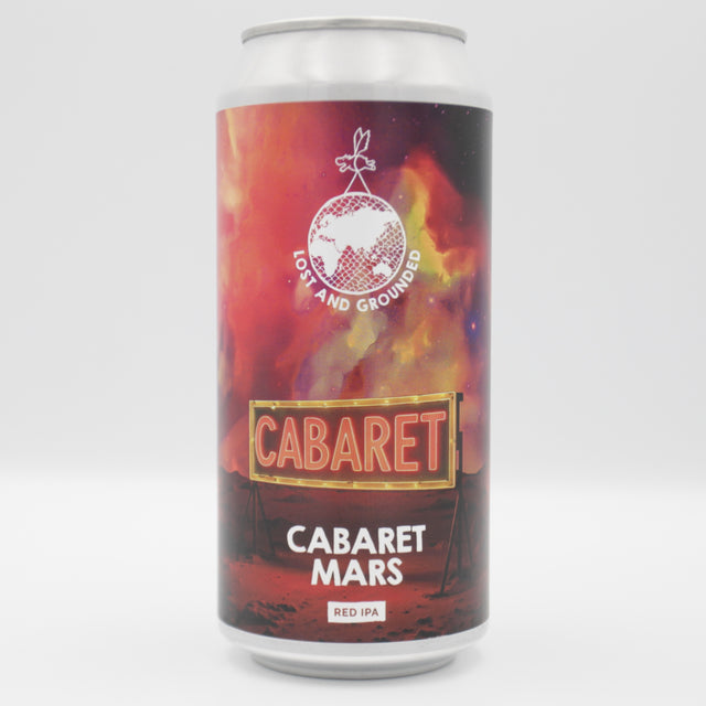 This is a can of Lost and Grounded - Cabaret Mars - 5.4% (440ml). It is a IPA craft beer available to buy from Ghost Whale, voted London's best craft beer shop.