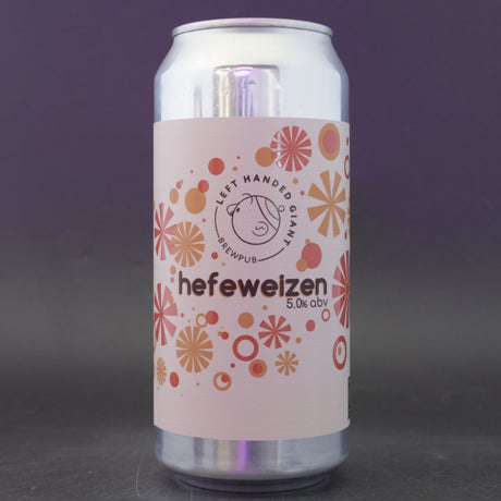 This is a can of Left Handed Giant - Hefeweizen - 5% (440ml). It is a Wit / Wheat craft beer available to buy from Ghost Whale, voted London's best craft beer shop.