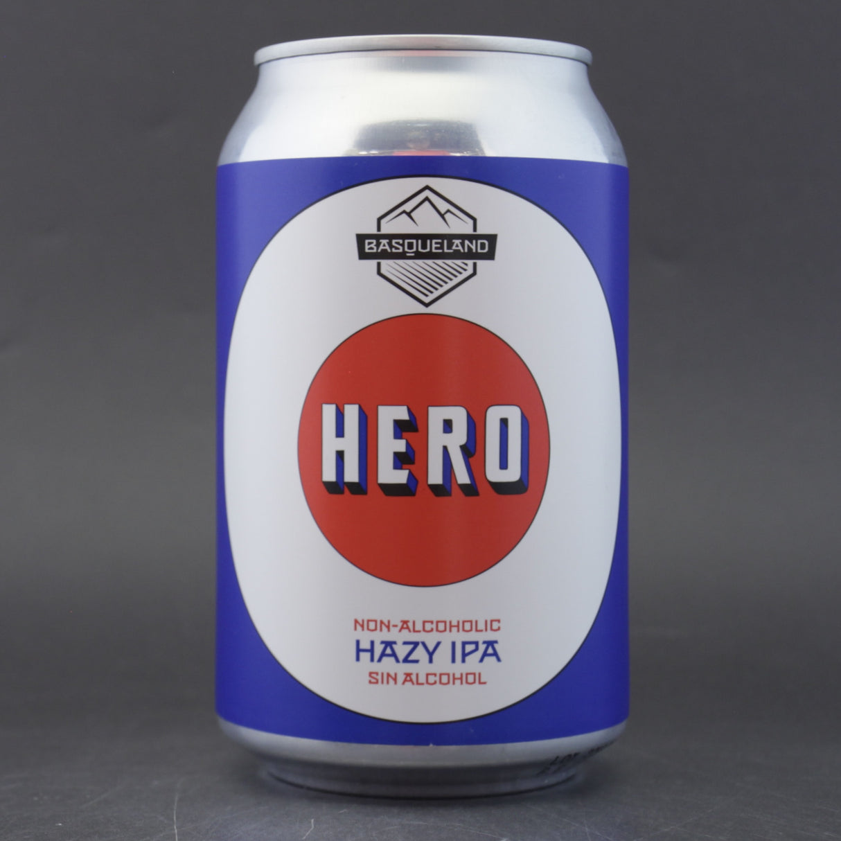 This is a can of Basqueland - Hero: Hazy IPA - 0.5% (330ml). It is a IPA craft beer available to buy from Ghost Whale, voted London's best craft beer shop.