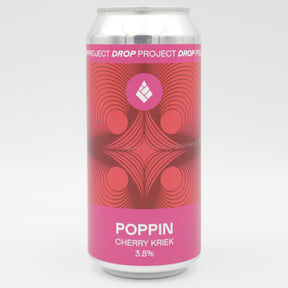This is a can of Drop Project - Poppin - 3.8% (440ml). It is a Sour craft beer available to buy from Ghost Whale, voted London's best craft beer shop.