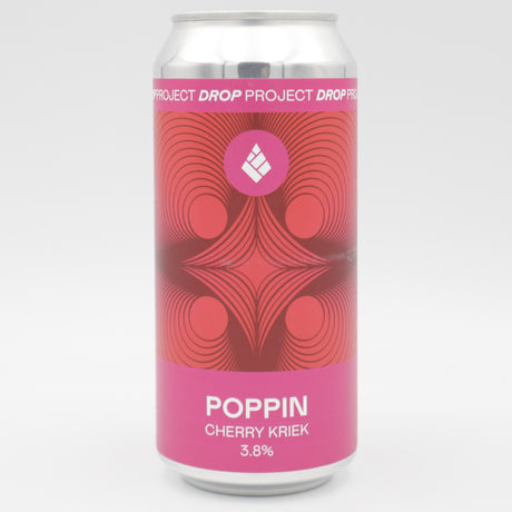 This is a can of Drop Project - Poppin - 3.8% (440ml). It is a Sour craft beer available to buy from Ghost Whale, voted London's best craft beer shop.