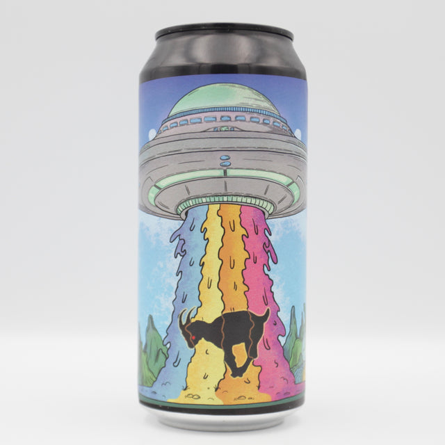 This is a can of Holy Goat - Mighty Scoop - 8.4% (440ml). It is a Double IPA craft beer available to buy from Ghost Whale, voted London's best craft beer shop.