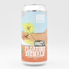 This is a can of Left Handed Giant / Green Cheek - Floating Signals - 6.8% (440ml). It is a IPA craft beer available to buy from Ghost Whale, voted London's best craft beer shop.