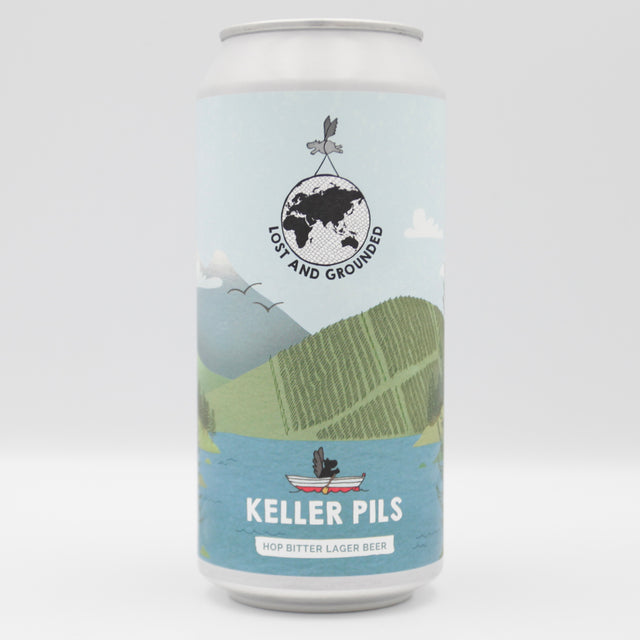 This is a can of Lost and Grounded - Keller Pils - 4.8% (440ml). It is a Lager / Pilsner / Kölsch craft beer available to buy from Ghost Whale, voted London's best craft beer shop.