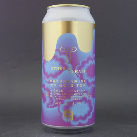 This is a can of Track / Other Half - Gold Top: Daydreaming - 8.4% (440ml). It is a Double IPA craft beer available to buy from Ghost Whale, voted London's best craft beer shop.