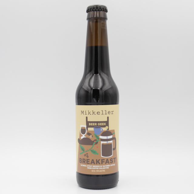 This is a bottle of Mikkeller - Beer Geek Breakfast - 7.5% (330ml). It is a Imperial Stout / Porter craft beer available to buy from Ghost Whale, voted London's best craft beer shop.