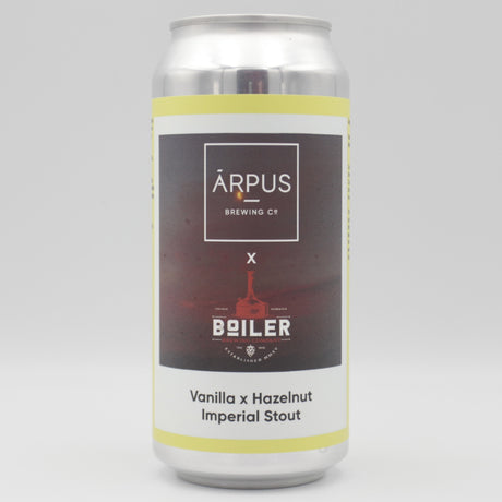 This is a can of Arpus Brewing Co / Boiler - Vanilla X Hazelnut Imperial Stout - 13.5% (440ml). It is a Imperial Stout / Porter craft beer available to buy from Ghost Whale, voted London's best craft beer shop.