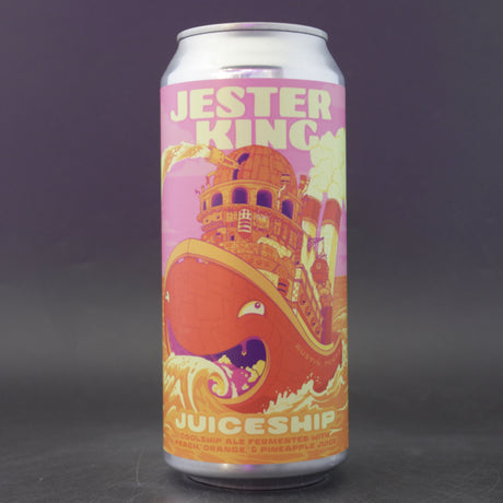 This is a can of Jester King - Juiceship - 6.8% (473ml). It is a IPA craft beer available to buy from Ghost Whale, voted London's best craft beer shop.