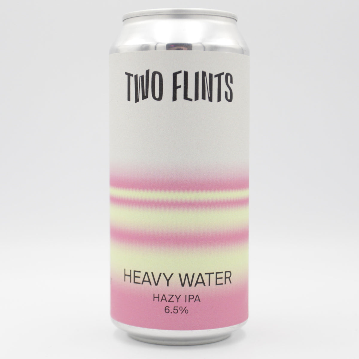 This is a can of Two Flints - Heavy Water - 6.5% (440ml). It is a IPA craft beer available to buy from Ghost Whale, voted London's best craft beer shop.