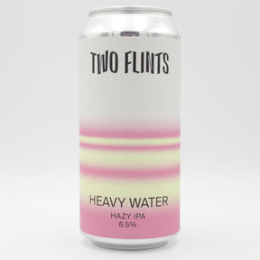 This is a can of Two Flints - Heavy Water - 6.5% (440ml). It is a IPA craft beer available to buy from Ghost Whale, voted London's best craft beer shop.
