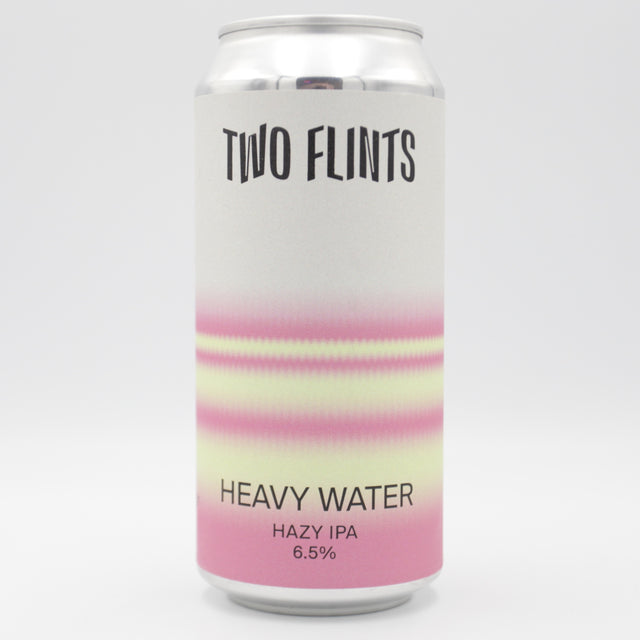 This is a can of Two Flints - Heavy Water - 6.5% (440ml). It is a IPA craft beer available to buy from Ghost Whale, voted London's best craft beer shop.