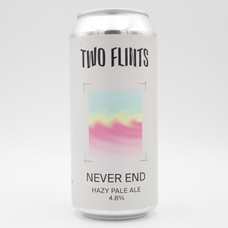 This is a can of Two Flints - Never End - 4.8% (440ml). It is a Pale Ale craft beer available to buy from Ghost Whale, voted London's best craft beer shop.