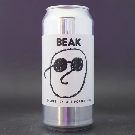This is a can of Beak Brewery - Shades - 5.9% (440ml). It is a Stout / Porter craft beer available to buy from Ghost Whale, voted London's best craft beer shop.