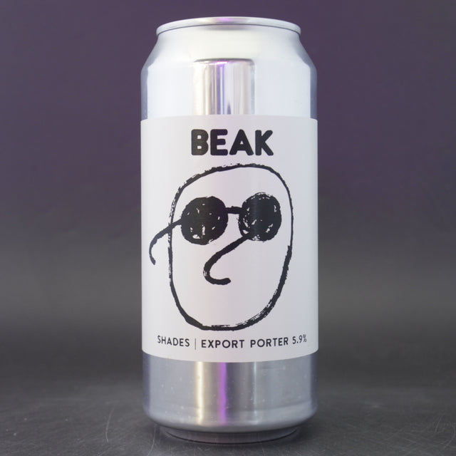 This is a can of Beak Brewery - Shades - 5.9% (440ml). It is a Stout / Porter craft beer available to buy from Ghost Whale, voted London's best craft beer shop.