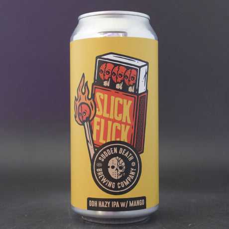 This is a can of Sudden Death - Slick Flick - 6.5% (440ml). It is a IPA craft beer available to buy from Ghost Whale, voted London's best craft beer shop.