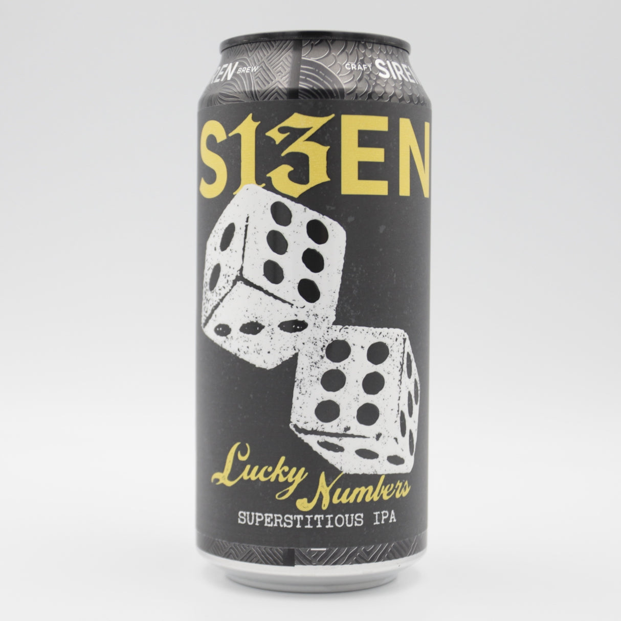 This is a can of Siren - Lucky Numbers - 7% (440ml). It is a IPA craft beer available to buy from Ghost Whale, voted London's best craft beer shop.