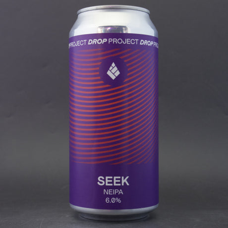 This is a can of Drop Project - Seek - 6% (440ml). It is a IPA craft beer available to buy from Ghost Whale, voted London's best craft beer shop.