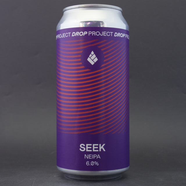 This is a can of Drop Project - Seek - 6% (440ml). It is a IPA craft beer available to buy from Ghost Whale, voted London's best craft beer shop.