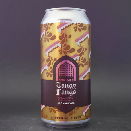 This is a can of Vault City - Tangy Fangs - 4.6% (440ml). It is a Sour craft beer available to buy from Ghost Whale, voted London's best craft beer shop.