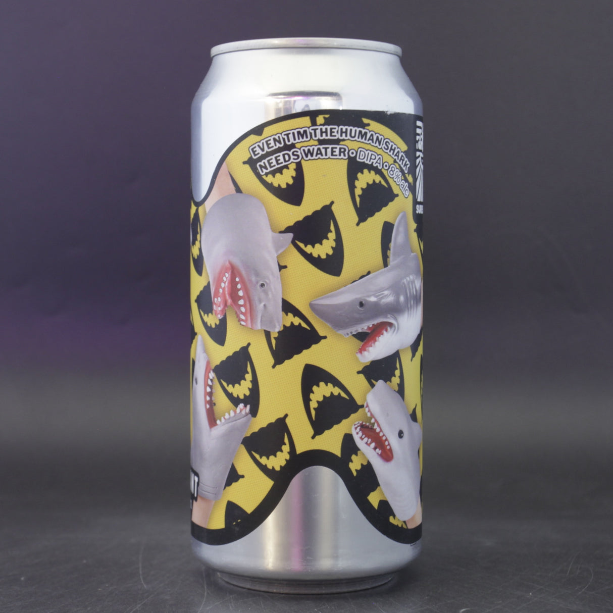 This is a can of Sureshot / Verdant - Even Tim The Human Shark Needs Water - 8% (440ml). It is a Double IPA craft beer available to buy from Ghost Whale, voted London's best craft beer shop.