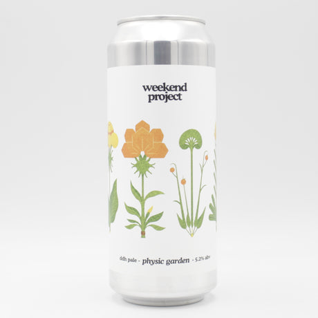 This is a can of Weekend Project - Physic Garden - 5.2% (500ml). It is a Pale Ale craft beer available to buy from Ghost Whale, voted London's best craft beer shop.