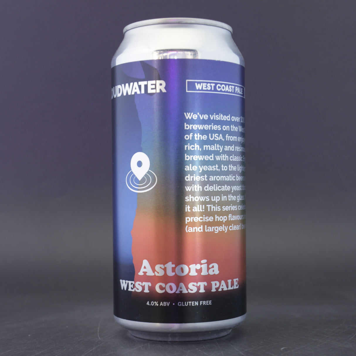 This is a can of Cloudwater - Astoria - 4% (440ml). It is a Pale Ale craft beer available to buy from Ghost Whale, voted London's best craft beer shop.
