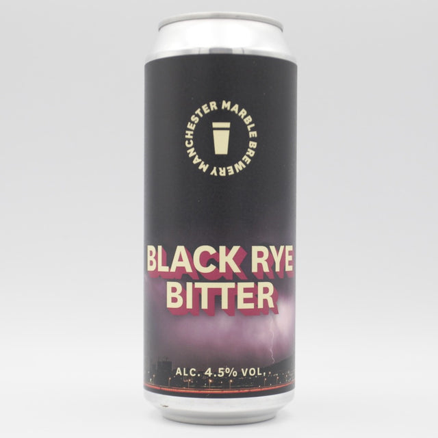 This is a can of Marble Beers - Black Rye Bitter - 4.5% (500ml). It is a Traditional English Ale craft beer available to buy from Ghost Whale, voted London's best craft beer shop.