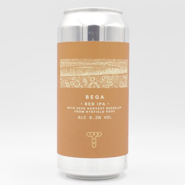 This is a can of Track / Boxer Brewing Co - Bega - 6.2% (440ml). It is a Red / Amber Ale craft beer available to buy from Ghost Whale, voted London's best craft beer shop.