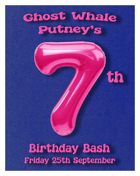 This is a event ticket of Ghost Whale Putney's 7th Birthday Bash - Friday 25th September. It is a  craft  available to buy from Ghost Whale, voted London's best craft beer shop.