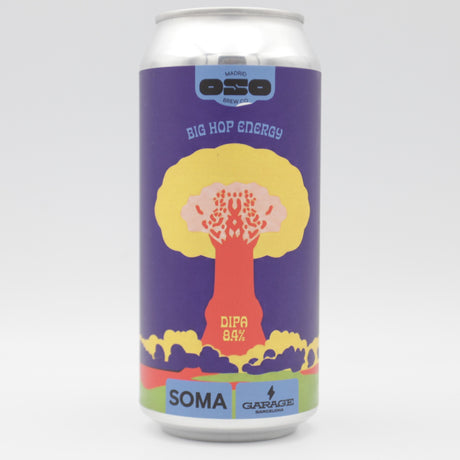 This is a can of OSO Brewing / SOMA / Garage - Big Hop Energy - 8.4% (440ml). It is a Double IPA craft beer available to buy from Ghost Whale, voted London's best craft beer shop.