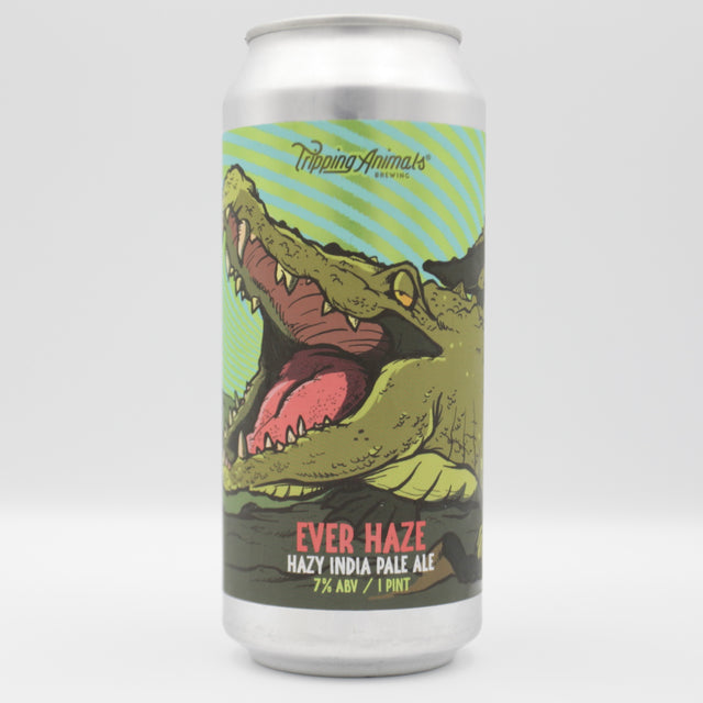 This is a can of Tripping Animals - Ever Haze - 7% (473ml). It is a IPA craft beer available to buy from Ghost Whale, voted London's best craft beer shop.