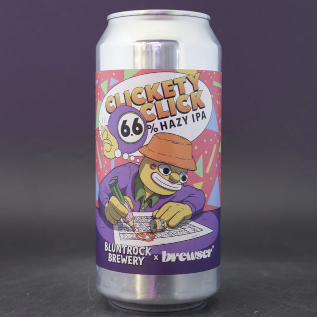 This is a can of Bluntrock - Clickety Click - 6.6% (440ml). It is a IPA craft beer available to buy from Ghost Whale, voted London's best craft beer shop.