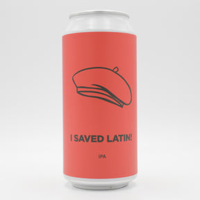 This is a can of Pomona Island - I Saved Latin! - 6.2% (440ml). It is a IPA craft beer available to buy from Ghost Whale, voted London's best craft beer shop.